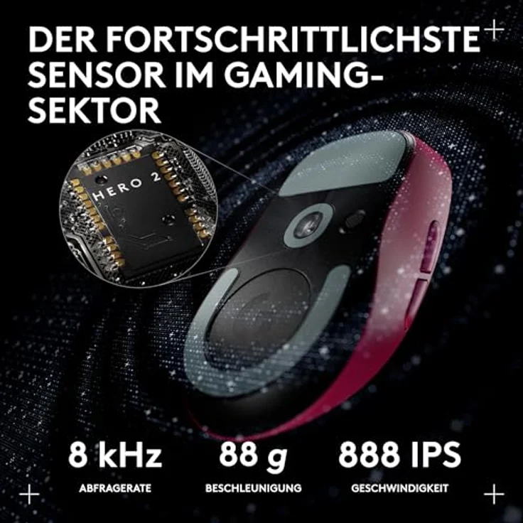 Logitech G PRO X Superlight 2c kabellose Gaming-Maus, 53 g leicht, 44K DPI-Sensor, 8 kHz Abtastrate, 5 programmierbare Tasten, USB-C-Ladefunktion, PC/Mac - Rosa – Bild 4
