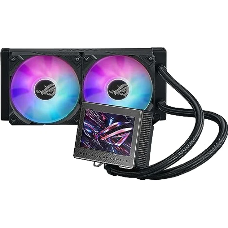ASUS ROG Ryujin III 240 ARGB All-in-One-Flüssigkeits-CPU-Kühler mit 3,5-Zoll-LCD, Asetek-Pumpe der 8. Generation, integriertem Lüfter und ROG 120 mm magnetischen, daisy-chainable ARGB-Kühlerlüfter. – Bild 1