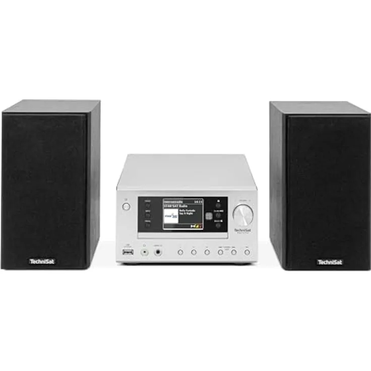 TechniSat VIOLA 710 CD IR - Kompakte Hi-Fi-Anlage mit Internetradio, DAB+, UKW, CD-Player, Bluetooth, 2x 20 Watt RMS Stereo-Boxen, Silber