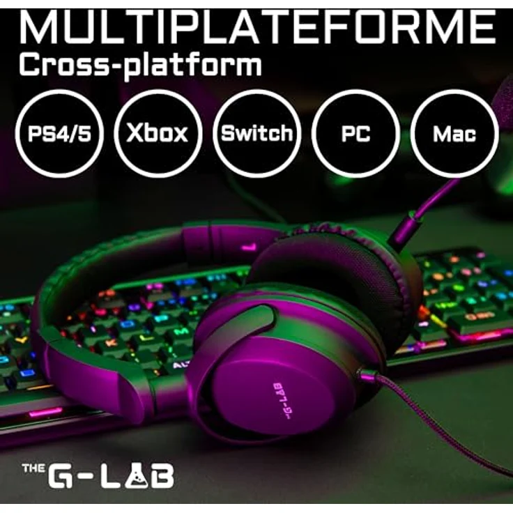 The G-Lab Korp Carbon Gaming Headset, Mikrofon Gamer mit verstärktem Bass, abnehmbares Mikrofon, leicht und bequem, kompatibel mit Xbox One, PC, PS5, Switch, Smartphone (schwarz) – Bild 5