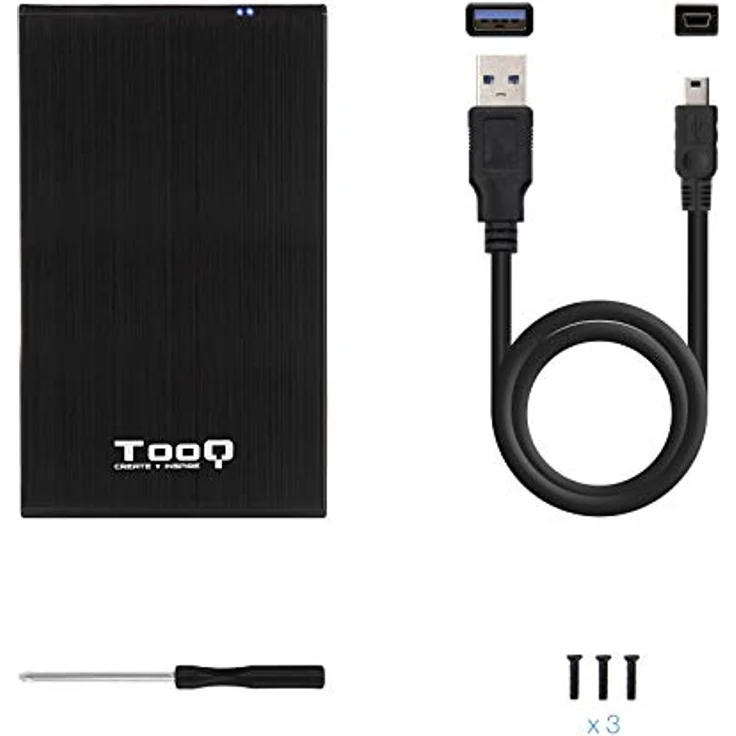 TooQ TQE-2522B - Gehäuse für 2,5 Zoll Festplatten (SATA I-II-III bis 9,5 mm Höhe, USB 3.0), Aluminium, LED Anzeige, schwarz, 50 g – Bild 9