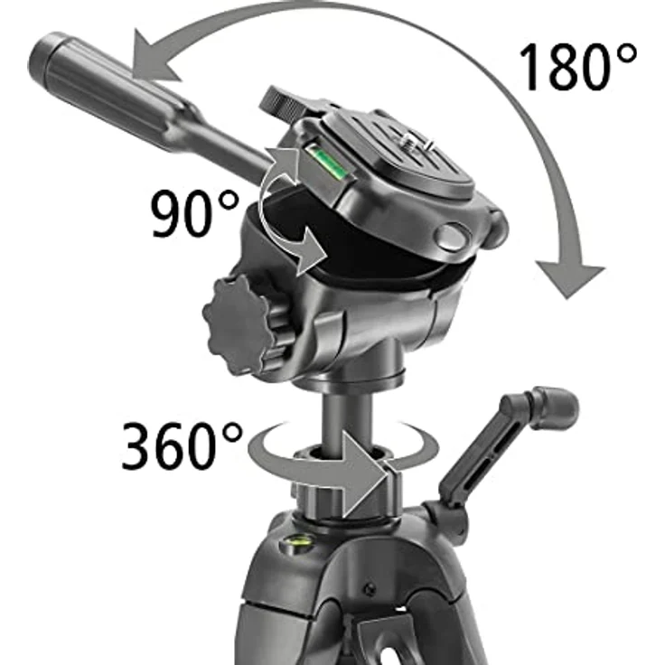 Hama Stativ Kamera Action 170 3D (Tripod mit 62-170cm Höhe, Fotostativ inkl. Handy-Halterung und Tablet-Halterung, Dreibeinstativ mit 3-Wege-Kopf, Spiegelreflexkamera Stativ mit Tasche) Schwarz – Bild 4