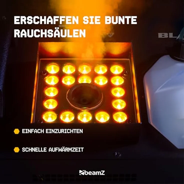 BeamZ Blaze1800, Nebelmaschine mit 1800 W, 24x 4-W-4-in-1-LEDs, RGBA-Farbmischung und LCD-Display – Bild 3