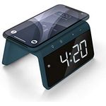 Caliber Wecker mit Ladestation - Wecker Digital mit Wake Up Light - Wecker mit Licht - Dimmbarer LED-Anzeige - Pacific Blue - 140 x 100 x 75 mm