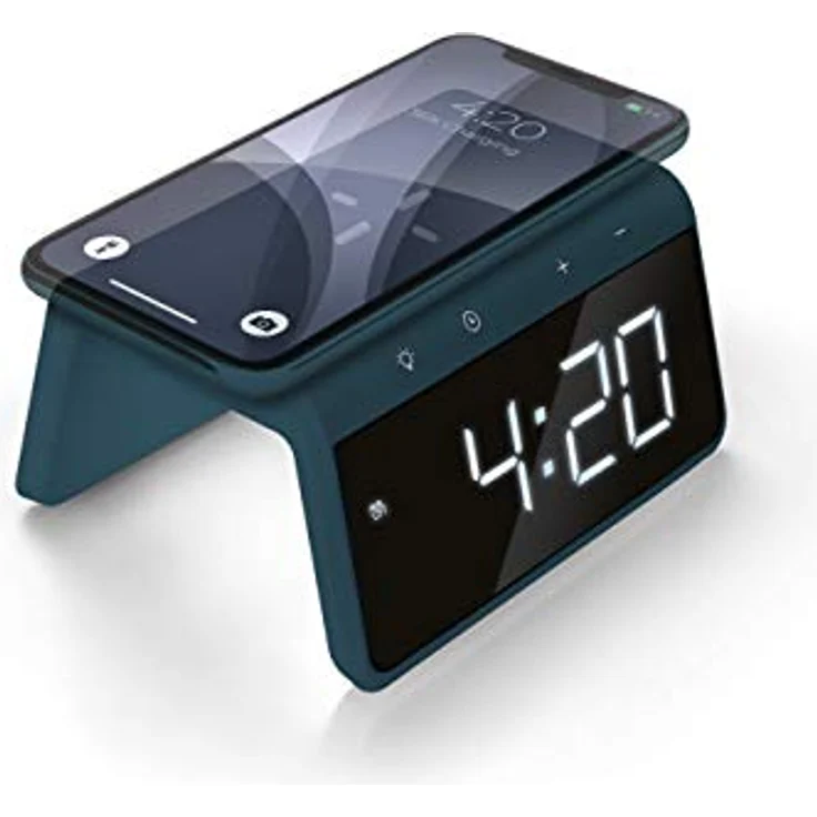 Caliber Wecker mit Ladestation - Wecker Digital mit Wake Up Light - Wecker mit Licht - Dimmbarer LED-Anzeige - Pacific Blue - 140 x 100 x 75 mm – Bild 1