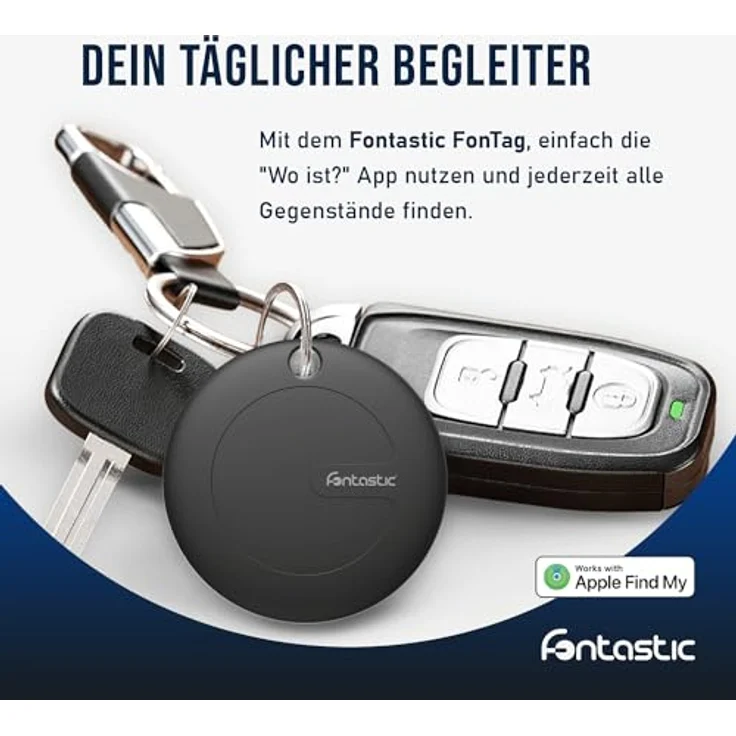 Fontastic FonTag Smart Finder – Schlüsselfinder mit App iOS kompatibel, Bluetooth Tracker inkl. Alarm-Funktion, Peilsender Mini, Schlüssel Tracker wetterfest (Schlüsselfinder mit Anhänger Schwarz) – Bild 3