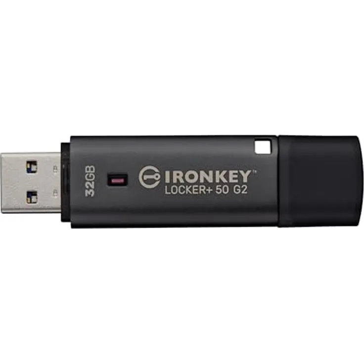 Kingston IronKey Locker 50 G2, 32GB USB-Stick mit XTS-AES 256-Bit-Hardware-Verschlüsselung, FIPS 197 zertifiziert, bis zu 145 MB/s lesen, 115 MB/s schreiben
