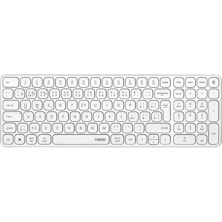 Rapoo E9310M Multimode-Funktastatur, kabellos mit Bluetooth und 2.4GHz, tschechisches Layout, weiß
