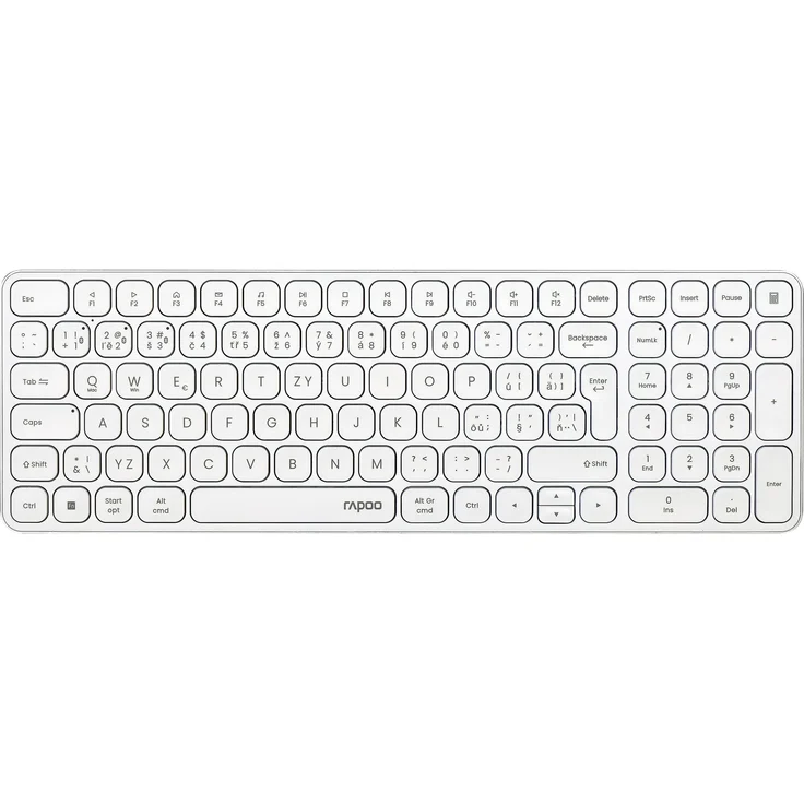Rapoo E9310M Multimode-Funktastatur, kabellos mit Bluetooth und 2.4GHz, tschechisches Layout, weiß