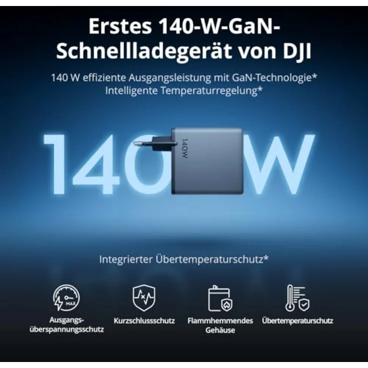 DJI Power 140W GaN Ladegerät (EU) Kombo, Grau, kompakt mit intelligenter Temperaturregelung und dynamischer Leistungsverteilung – Bild 3