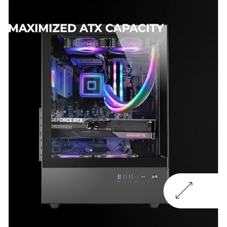 Mars Gaming MC-XO Semitorre ATX Doble Cristal Templado Ventilador FRGB 120mm Doble Cámara Negro, Gaming-PC Gehäuse mit Panoramaansicht und optimiertem Luftstrom – Bild 5
