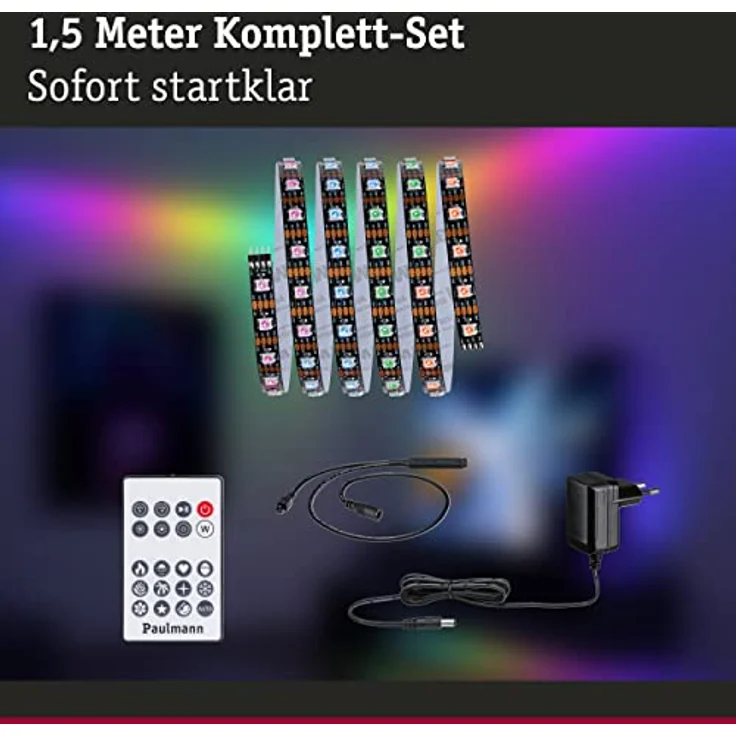 Paulmann 78886 LED Stripe Dynamic 1,5m Dynamic Rainbow RGB IP20 12V DC incl. 1x3 Watt dimmbar Lichtband Weiß Kunststoff – Bild 3