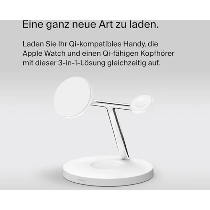 Belkin BoostCharge Pro kabelloses 3-in-1-Ladegerät mit Qi2 für iPhone 15, 14, 13 und 12 sowie Apple Watch und AirPods, induktive Ladestation kompatibel mit MagSafe (bis zu 15 W) - Weiß – Bild 2