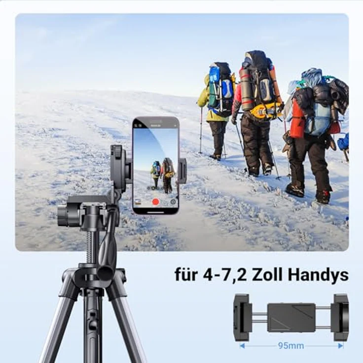 UGREEN Kamera Stativ mit 53,5-175 cm Höhe, leichtes und tragbares Reisestativ, Aluminium Dreibein Stativ mit Handyhalter und Reisetasche für Kamera und Smartphones DSLR Canon Nikon Action Kamera – Bild 4