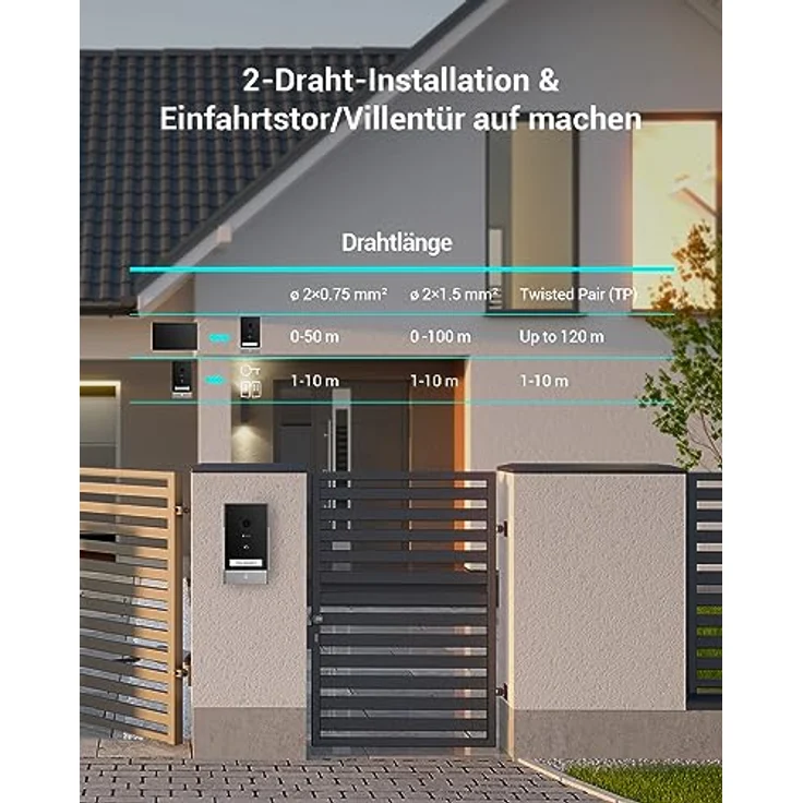 EZVIZ HP7 2 Entry Kit, Video-Türsprechanlage mit 7" Touchscreen, 2K und 2 Klingeltastern, kabelgebunden – Bild 8