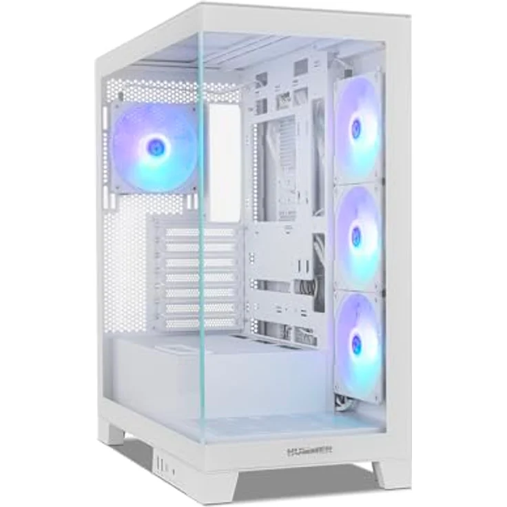 NOX Hummer GLOCK ARGB Semitower ATX, gehärtetes Glas, USB-C, weiß, für Gaming, 4x 3,5" und 4x 2,5" Erweiterungseinschübe, mit RGB-Beleuchtung – Bild 1