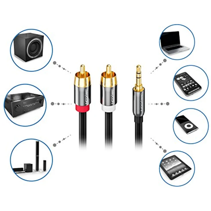 DELEYCON MK-MK157 - Audio Kabel, 3,5 mm Klinkenstecker auf 2x Cinch Stecker, 5 m (MK-MK157) – Bild 6