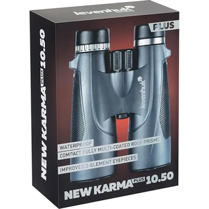 Levenhuk New Karma PLUS 10x50 Fernglas, 10x Vergrößerung, 50mm Objektiv, wasserdicht, schwarz – Bild 8