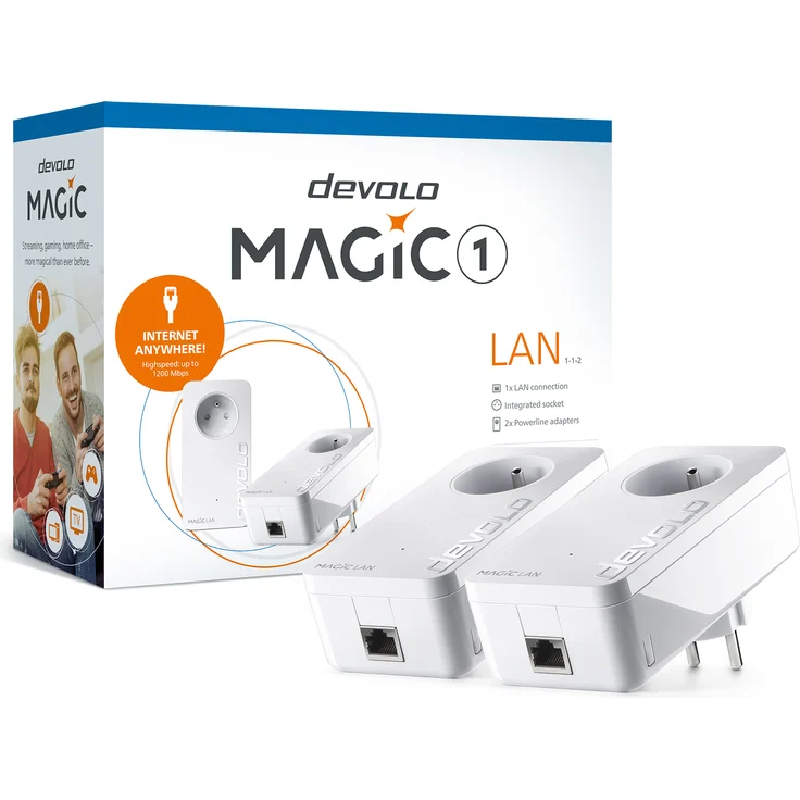 Devolo Magic 1 LAN, 1200 Mbit/s, Gigabit Ethernet, Powerline Adapter in Weiß – Bild 1