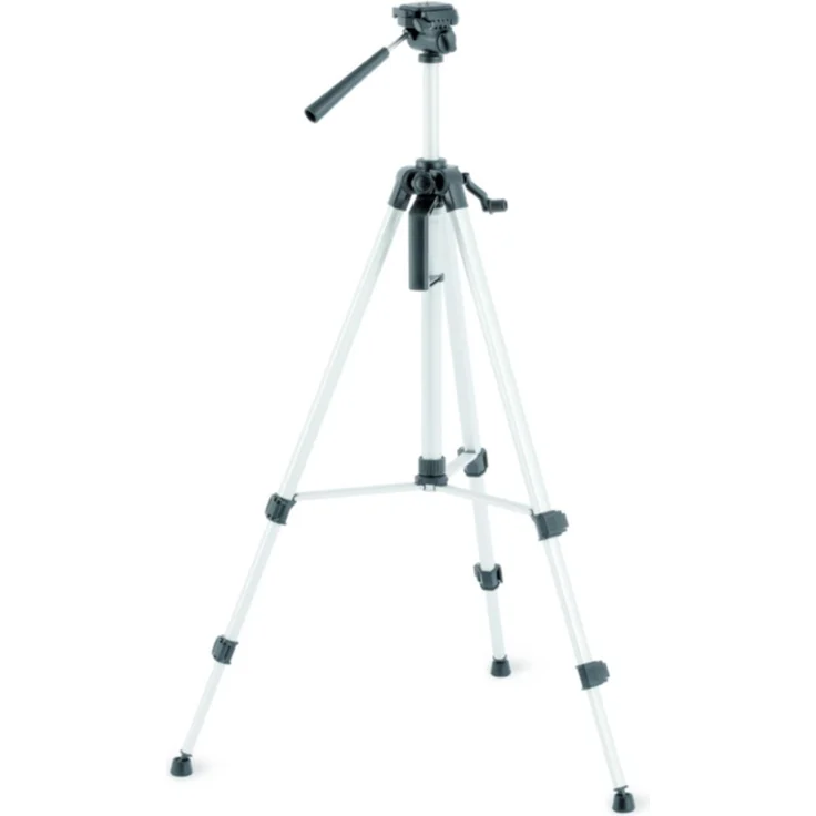 Geo-Fennel Kurbelstativ FS 14, Höhenverstellbar von 56 bis 134 cm mit zusätzlichem Kurbelhub, integrierter Dreh- und Schwenkkopf, stabile Kombi-Stativschuhe mit Gummifüßen