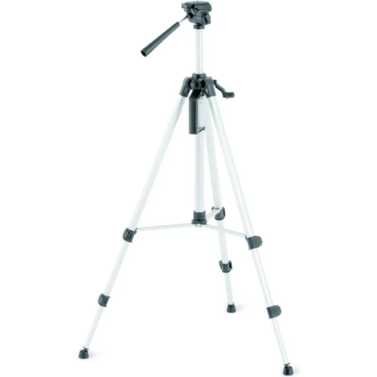 Geo-Fennel Kurbelstativ FS 14, Höhenverstellbar von 56 bis 134 cm mit zusätzlichem Kurbelhub, integrierter Dreh- und Schwenkkopf, stabile Kombi-Stativschuhe mit Gummifüßen