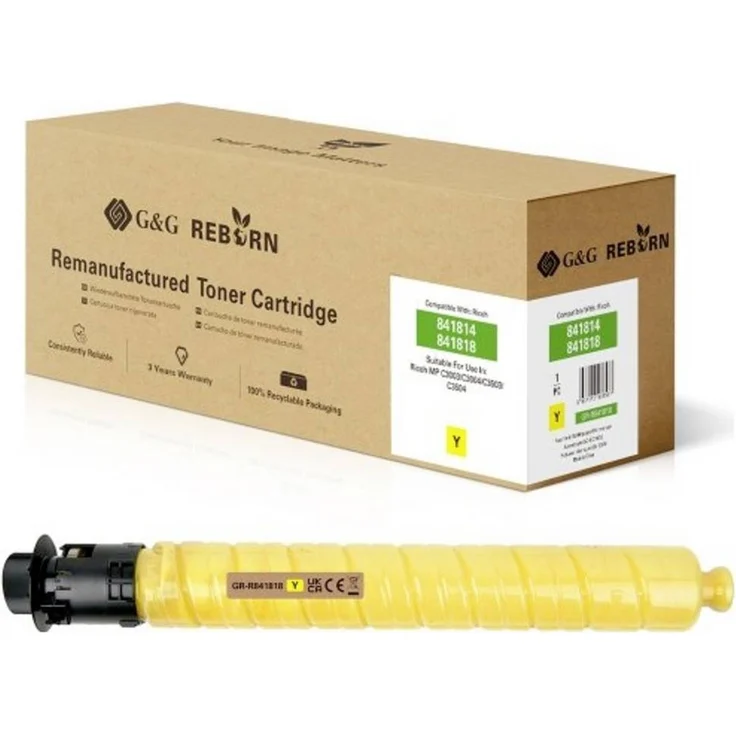 G&G Toner ersetzt Ricoh 841818, Gelb, 18.000 Seiten, GR-R841818