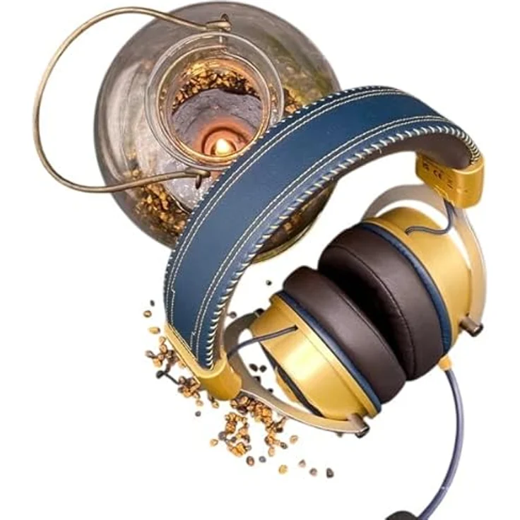 Lexip X Warner Hogwarts Legacy Gaming-Kopfhörer, kabellos, Over-Ear, 28 Stunden Akkulaufzeit, abnehmbares Mikrofon, schwarz und gold, kompatibel mit PS5/PS4/Switch/PC/Mobile – Bild 4