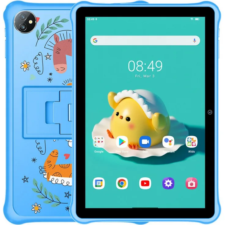 Blackview TabA7Kids Tablet (10", 64 GB, Android 13, 6580mAh Akku, iKids App) - Kinder-Tablet mit erweiterbarem RAM, EVA-Schutzhülle und Bildschirmschutzfolie