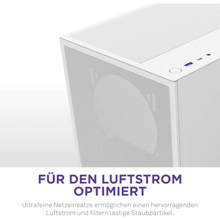 NZXT H5 Flow – Kompaktes ATX-Midi-Tower-PC-Gaming-Gehäuse – Hoher Luftstrom – mit 2 x 120 mm Lüfter – 360 mm vorne & 240 mm – Weiß – Bild 5