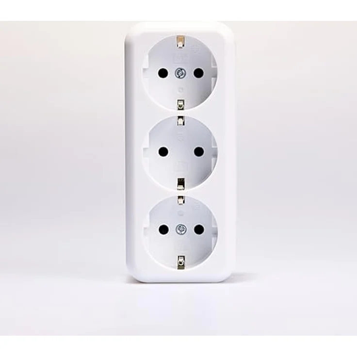McPower Finery 3-Fach Aufputz Steckdose | Dreier Schutzkontaktsteckdose AP 250V/16A mit Einsteckschutz Shutter | Kompakt und langlebig | Weiß – Bild 1