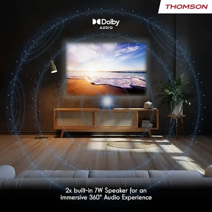 Thomson Sirius PG55B, tragbarer UHD-Laserprojektor mit 600 lm Helligkeit, Google-TV und Akku, Schwarz – Bild 10