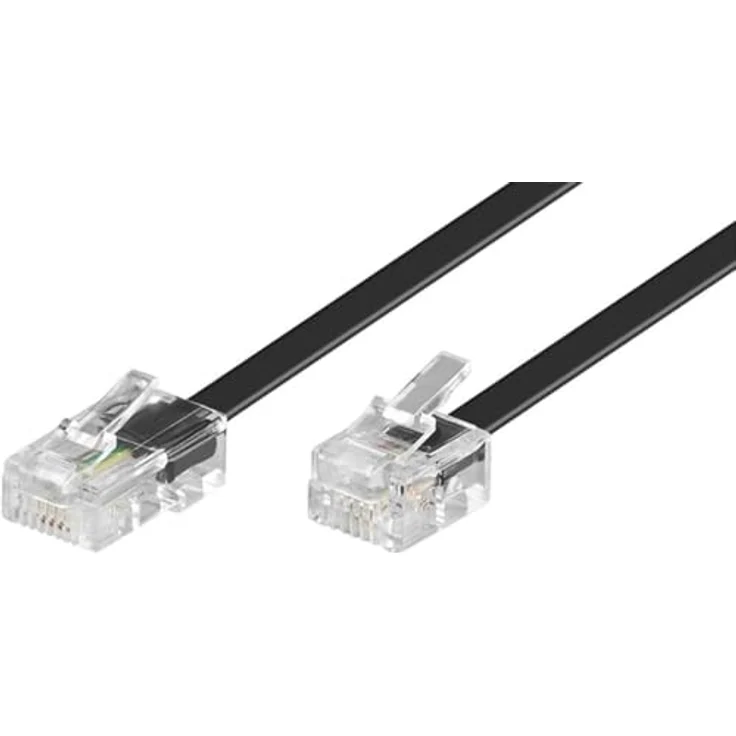 Goobay 68579 Telefonkabel RJ11 auf RJ45, Flachkabel, 15m, Schwarz, geeignet für DSL Modem, ISDN und Faxgerät – Bild 2