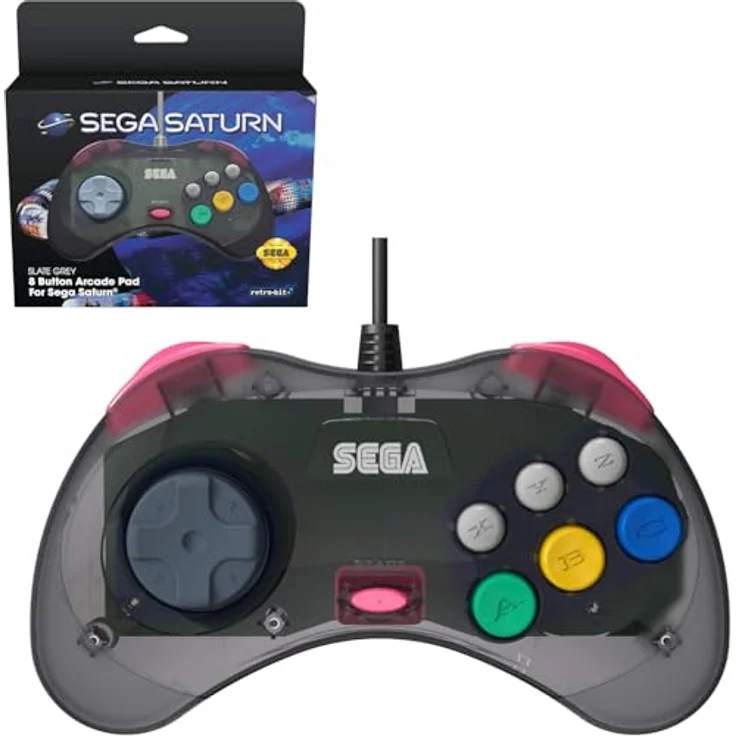Retro-Bit Official SEGA Saturn Control Pad - Slate Grey – Bild 2