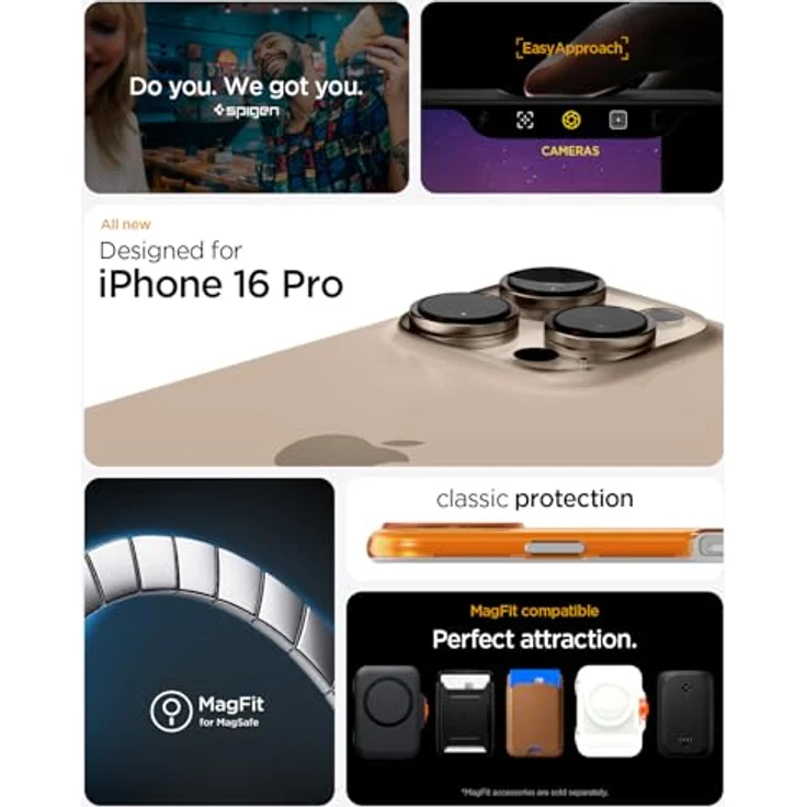 Spigen Classic C1 MagFit Hülle für iPhone 16 Pro - Einzigartiges durchscheinendes Design, Magnet für kabelloses Laden, Eckschutz - Tangerine – Bild 2
