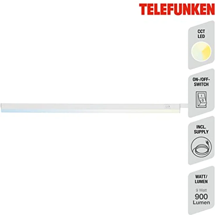 Telefunken - Led Unterbauleuchte 58,5 Cm, Küche, Led Leiste Küchenschrank, Werkstattlampe, Lichtfarbe Einstellbar, 9 W, 900 Lm, Weiß – Bild 3