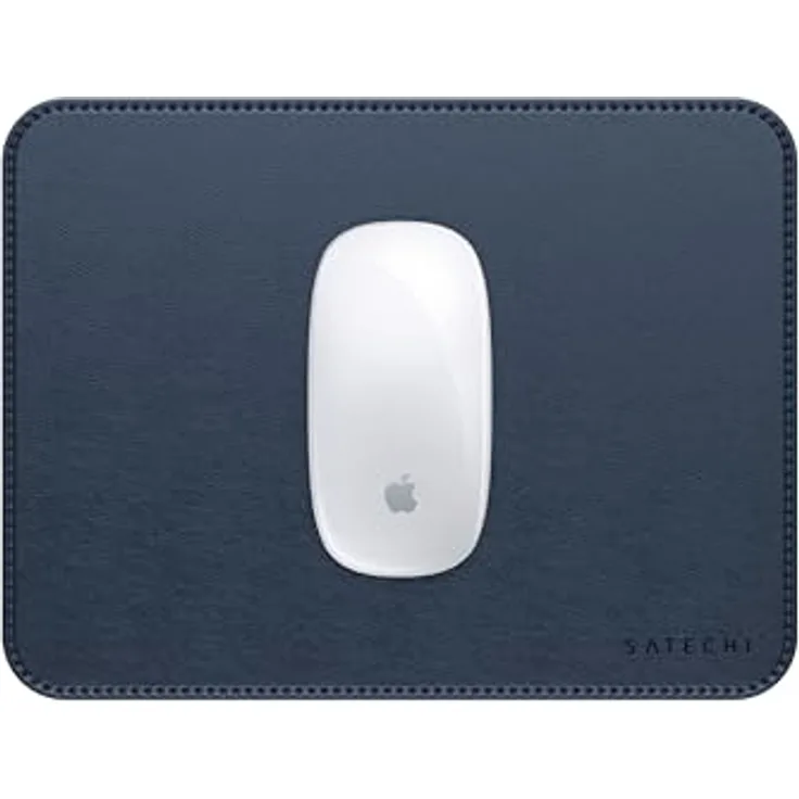 SATECHI Mauspad, ergonomisch und wendbar, kratz- und wasserfest – Schreibtischpad aus PU, Blau, 25,9 x 19,1 x 0,36 cm