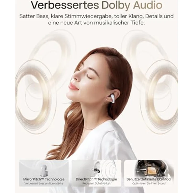 SHOKZ OpenDots 2, Open-Ear Clip-On Earbuds mit Dolby Audio und Deep Bass, 40 Std. Laufzeit, Bluetooth 6.1, IP57 wasserdicht, 3 Mikrofone für klare Anrufe, kabelloses Laden, Grau – Bild 4
