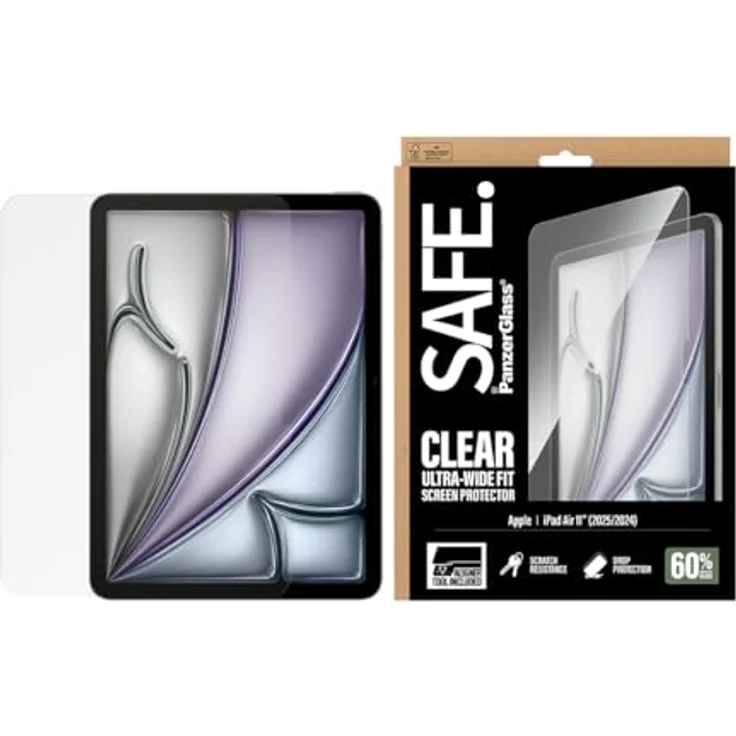 PanzerGlass SAFE. Screen Protector für iPad Air 11" (2024-2025) | Ultra-Wide Fit mit Fastfit Tool, kratzfest und anti-Fingerabdruck – Bild 4