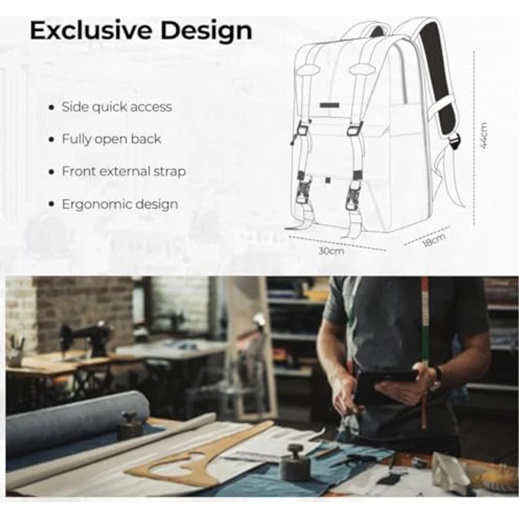 K&F Concept Beta Fotorucksack, 20 l, Kameratasche in Schwarz mit robustem Design und Diebstahlsicherung – Bild 3
