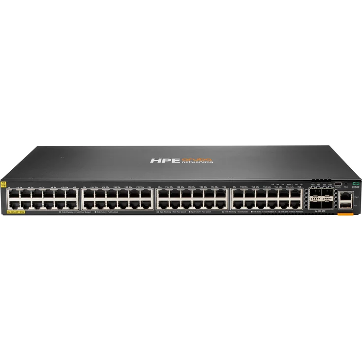 Aruba HPE Networking CX 6200F 48G Class-4 PoE Switch mit 48 Ports, 4 SFP, 370W, grau