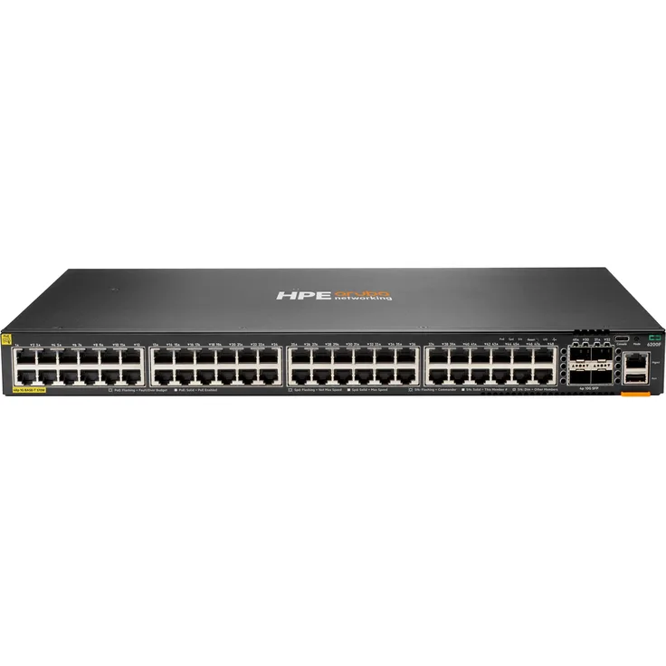 Aruba HPE Networking CX 6200F 48G Class-4 PoE Switch mit 48 Ports, 4 SFP, 370W, grau
