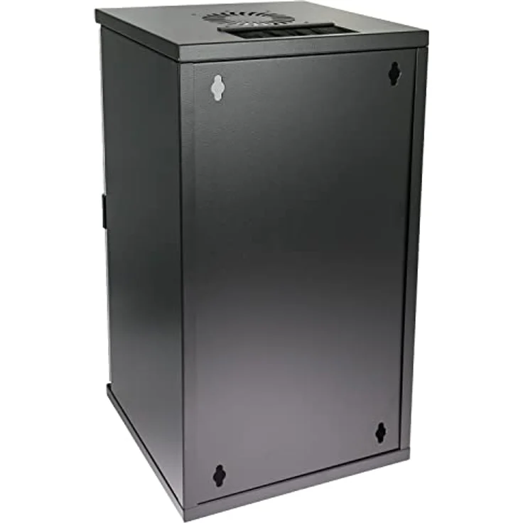 HMF 63412-02 Netzwerkschrank, Serverschrank 10 Zoll | 12 HE | 300 mm Tiefe | Voll montiert | Glastür | Schwarz – Bild 3