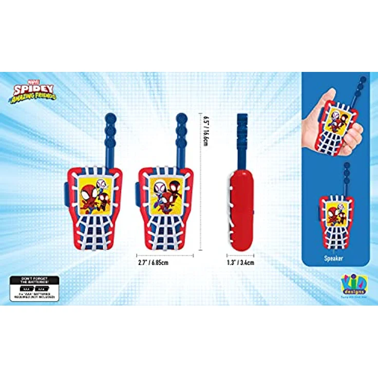 eKids Spidey Walkie-Talkie-Set, Mehrfarbiges Walkie-Talkie für Kinder mit einfachem Bedienungssystem – Bild 4