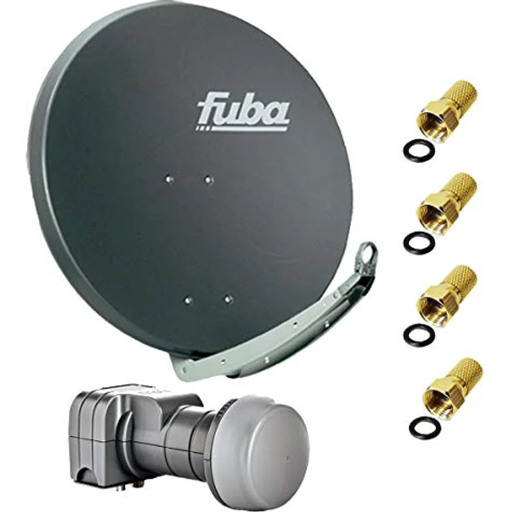 Fuba DAA 780 A Satellitenantenne 78cm, Aluminium Anthrazit, Twin LNB, 4x F-Stecker, wetterfest – Bild 1