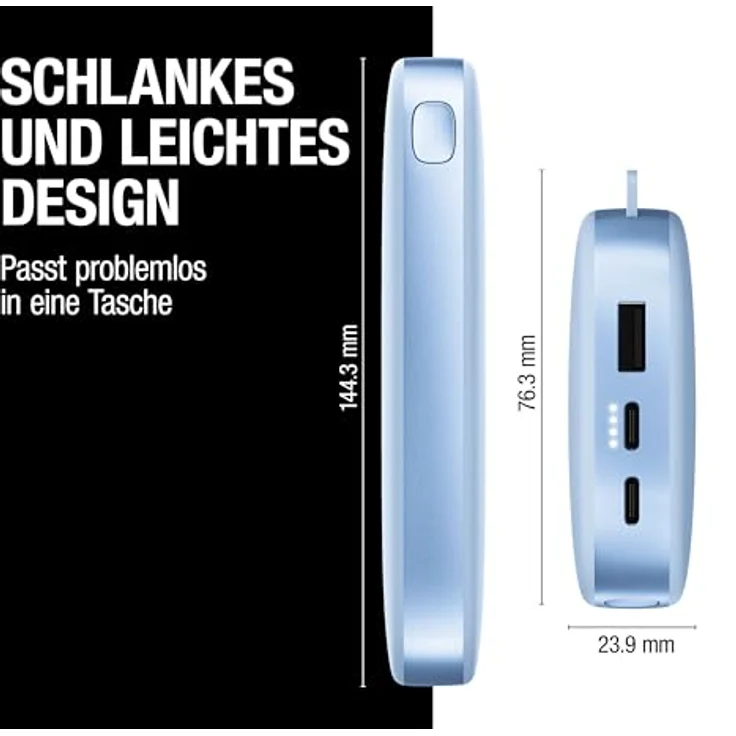 Fresh 'n Rebel Powerbank 18000mAh, tragbarer externer Akku mit USB-C, Fast Charge 20W, 6 Sicherheitsfunktionen, farblich Vivid Blue – Bild 4