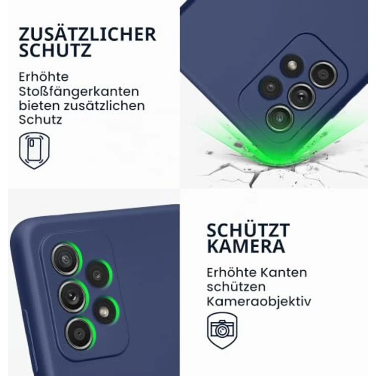 kwmobile Handyhülle für Samsung Galaxy A52 / A52 5G / A52s 5G - weiche Silikonhülle mit metallischem Effekt in Metallic Blau - strapazierfähig, rutschfest und passgenau – Bild 3