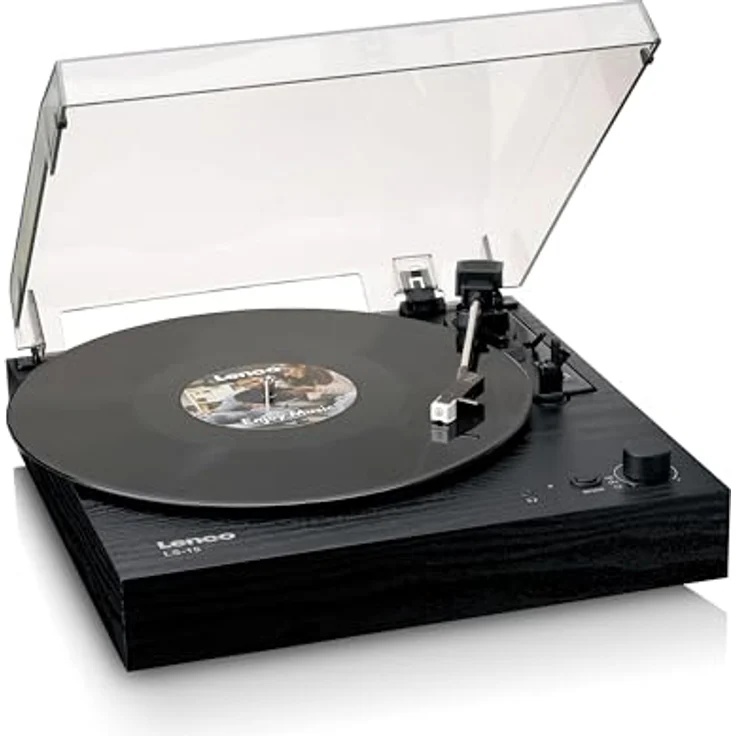 Lenco LS-15BK Plattenspieler - Bluetooth® Empfang & Übertragung, AT3600L Tonabnehmer, Riemenantrieb - Schwarz – Bild 4