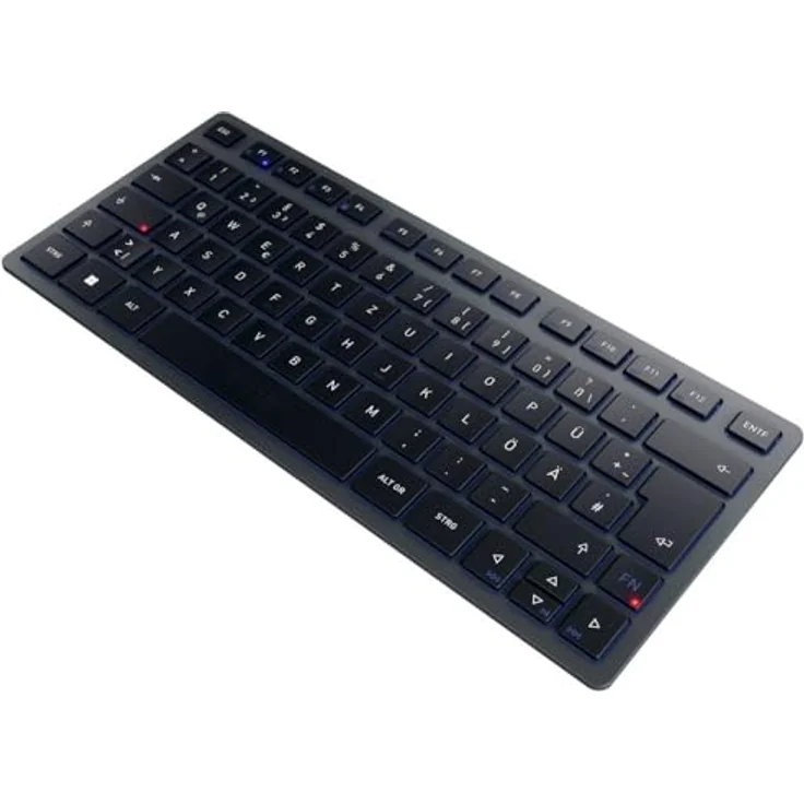 CHERRY KW 7100 Mini BT, Kompakte Multi-Device-Tastatur mit 3 Bluetooth®-Kanälen, Deutsches Layout (QWERTZ), Flaches Design, inkl. Transporttasche, Slate Blue – Bild 4