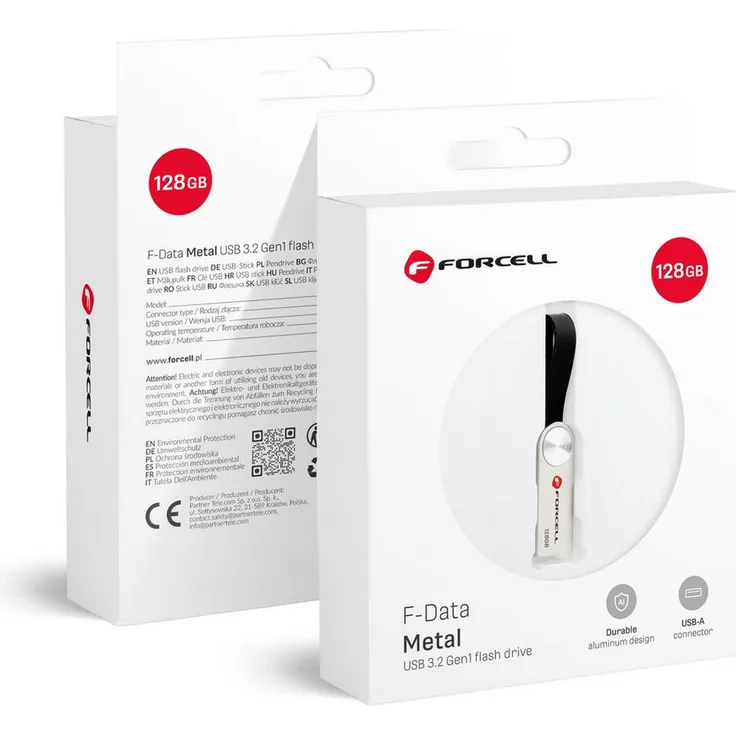 Forcell Metal USB-Stick, USB 3.2/2.0, 128 GB, Lesegeschwindigkeit 100 MB/s, Aluminium