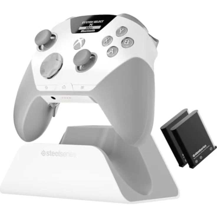SteelSeries Aeon Pro Wireless Controller für Xbox, PC und Mobil – Weiß, QuickSwitch Dock, unbegrenzte Akkulaufzeit, OLED Smart Display, anpassbare Trigger und Paddles – Bild 1
